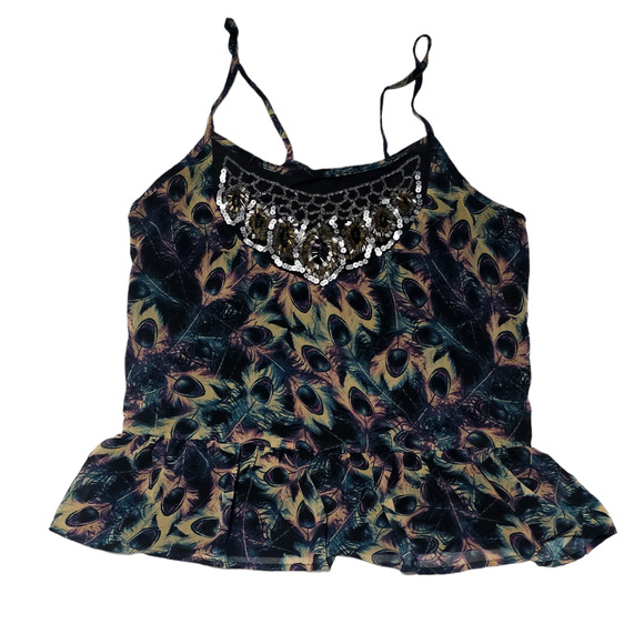 Teen Vogue collab with Macy's Style Labs beaded peacock cami size S - Picture 2 of 10